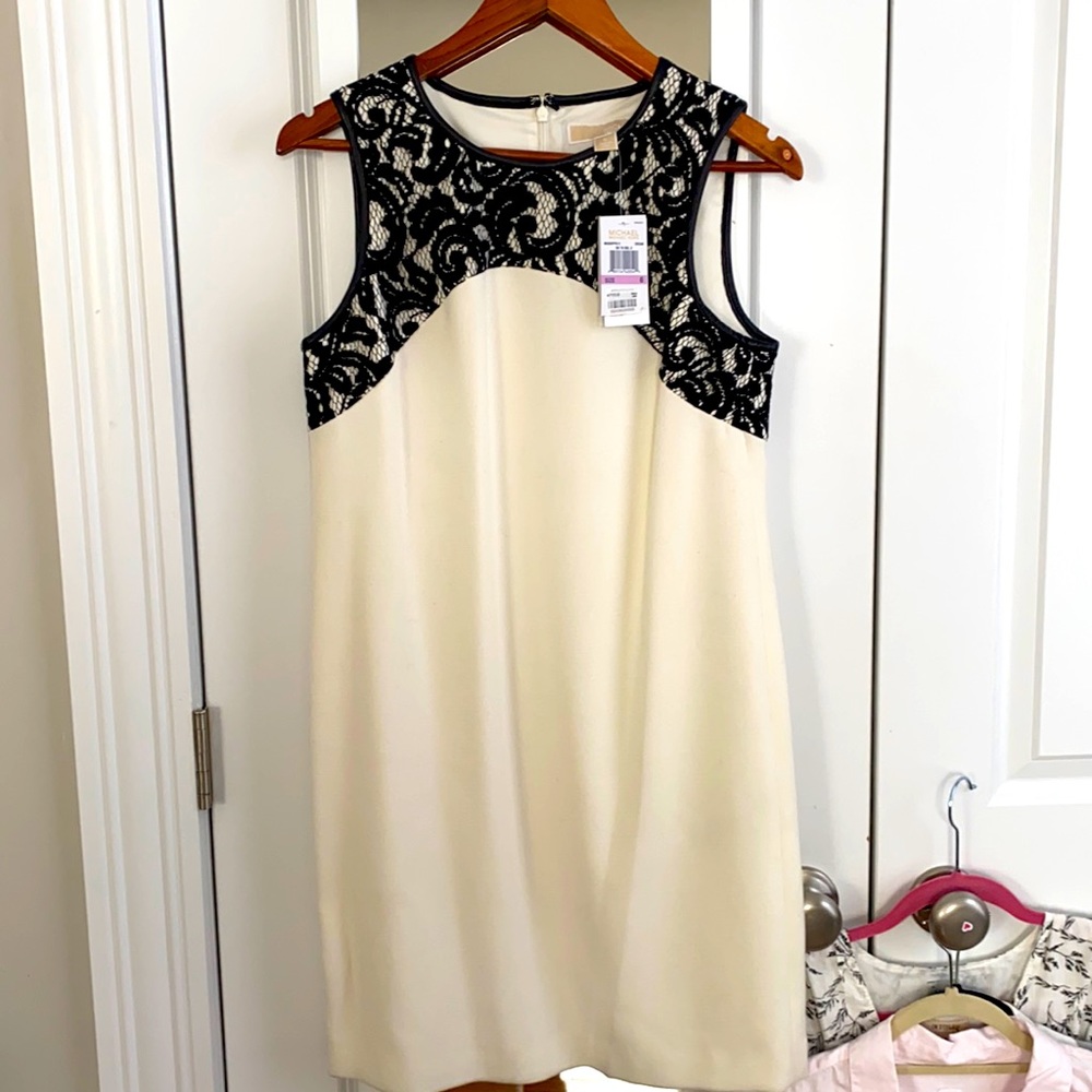 Michael Kors cream and black lace dress